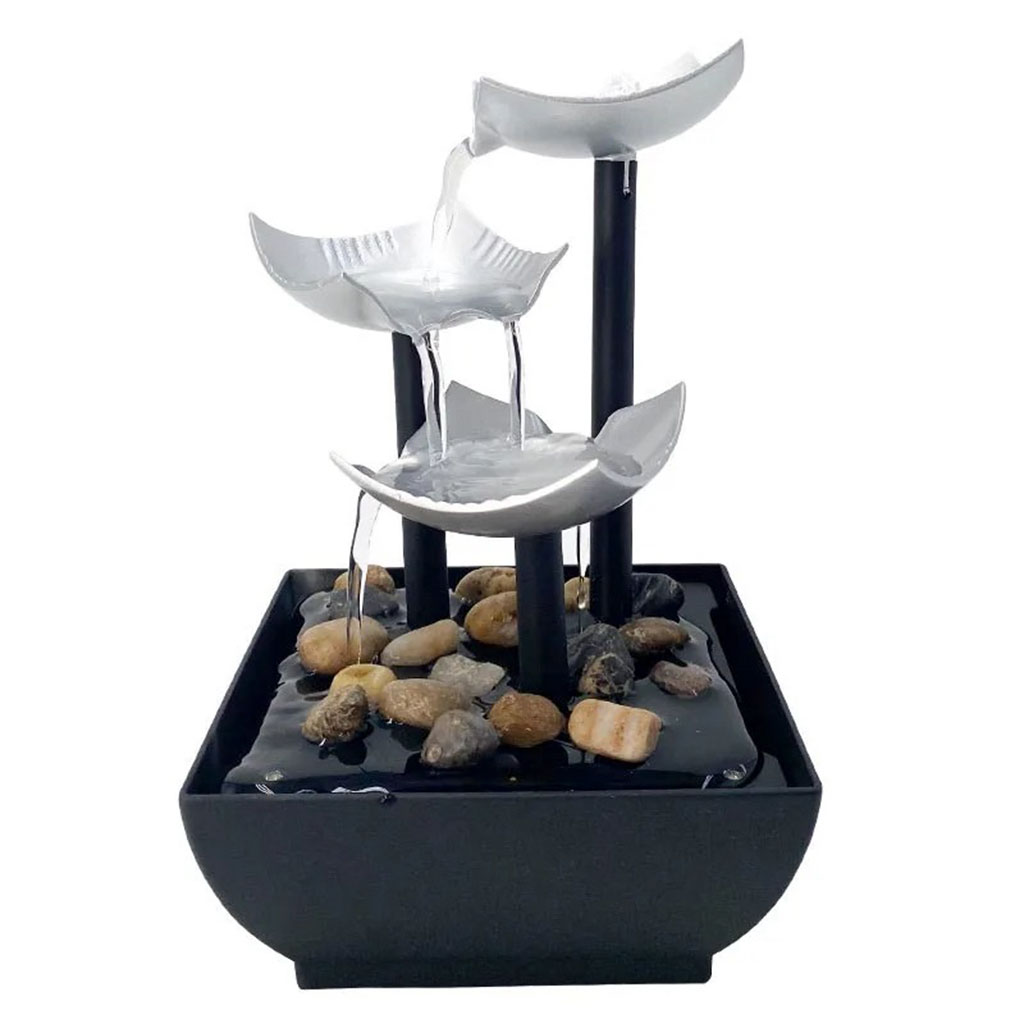 نافورة مياه ديكورية متعددة الطبقات بتصميم بتلات مع إضاءة LED وأحجار طبيعية - الصورة 7