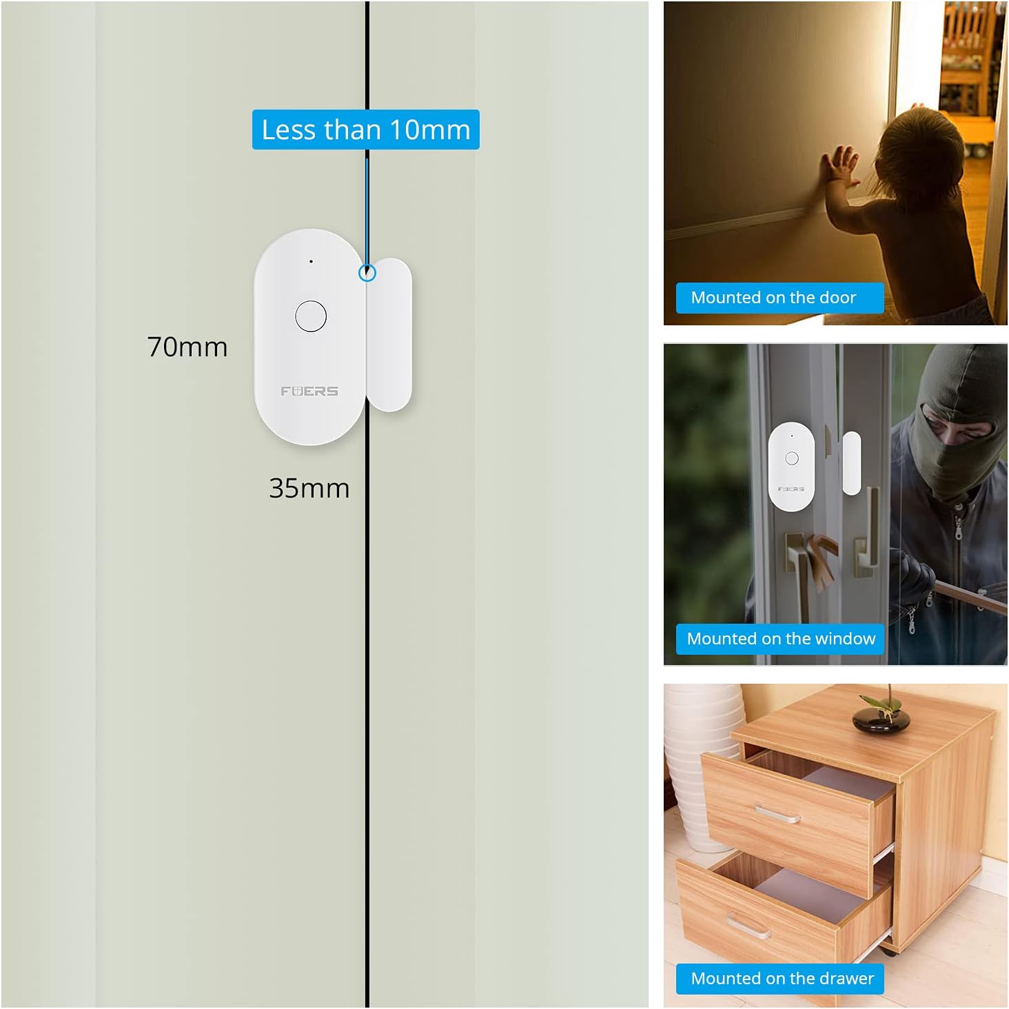 مستشعر ذكي للأبواب والنوافذ WiFi مع إنذار مغناطيسي - الصورة 8