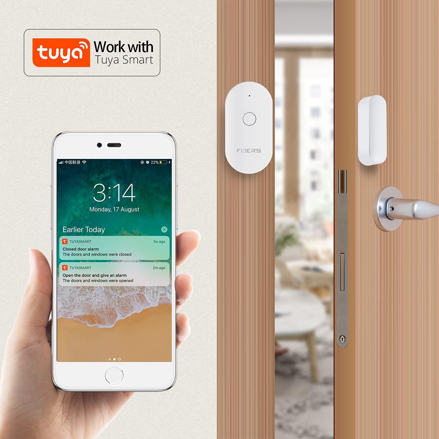 مستشعر ذكي للأبواب والنوافذ WiFi مع إنذار مغناطيسي - الصورة 7