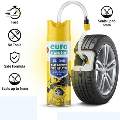 بخاخ إصلاح ونفخ إطارات السيارة Euro Master EU-045 للطوارئ