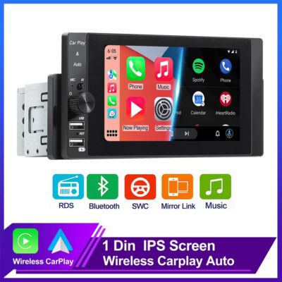 مشغل راديو سيارة 1DIN MP5 مع CarPlay وAndroid Auto بدقة Full HD