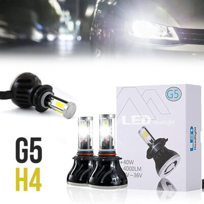 طقم مصابيح أمامية LED نوع H4 بإضاءة 4 اتجاهات بقوة 4000 لومن