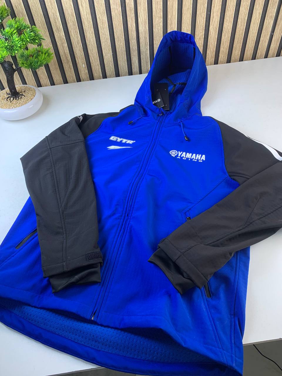 سترة ياماها ريسينغ Softshell زرقاء بقبعة للجنسين - الصورة 3
