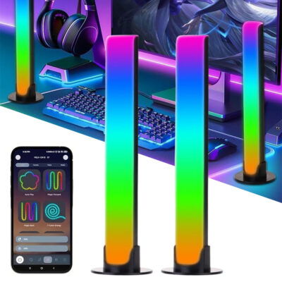 طقم شريط LED RGB (قطعتان) متزامن مع الموسيقى بـ8 أوضاع إضاءة