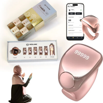 خاتم تسبيح ذكي مقاوم للماء iTasbih Faith+ Gold بشاشة OLED (5 مقاسات)