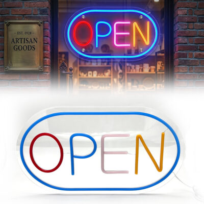 لوحة نيون LED مضيئة “Open” لواجهة المحل