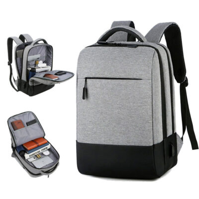 Sac à Dos Ordinateur Portable Multifonctionnel avec Port de Charge USB Grand Volume SACHM07GR - حقيبة ظهر متعددة الاستخدامات للكمبيوتر المحمول والعمل مع منفذ شحن