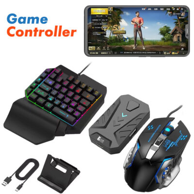 طقم ألعاب 4 في 1 لوحة مفاتيح وماوس للهاتف الذكي للألعاب PUBG وFortnite