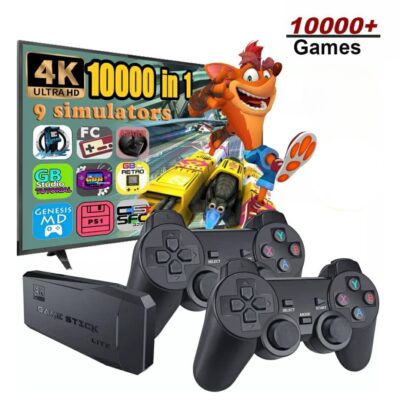 جهاز ألعاب فيديو ريترو مع 10000 لعبة مدمجة ويدَي تحكم لاسلكيتين 4K HDMI