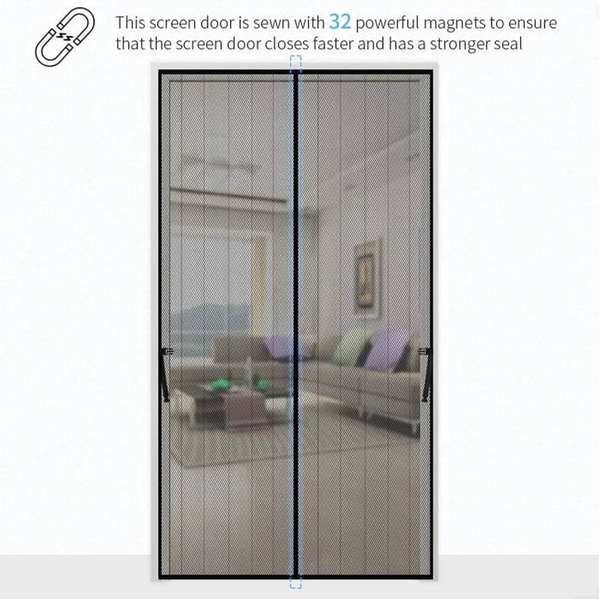 Moustiquaire rideau pour porte avec fermeture magnétique 100x210cm - الصورة 2