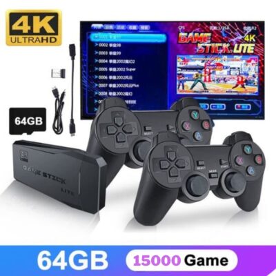 جهاز ألعاب فيديو ريترو مع 15000 لعبة مدمجة ويدَي تحكم لاسلكيتين 4K HDMI