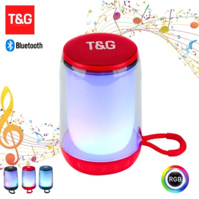 مكبر صوت Bluetooth 5.3 T&G بإضاءة LED RGB متزامنة مع الموسيقى