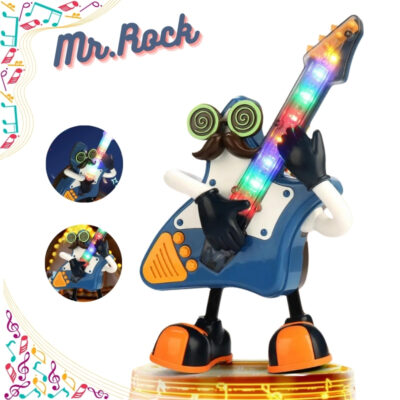 روبوت راقص تفاعلي للأطفال Mr Rock مع إضاءة LED وموسيقى وأزرار