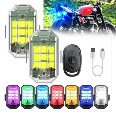 طقم 2 أضواء LED فلاش مضادة للتصادم مع ريموت لاسلكي و30 وضع إضاءة