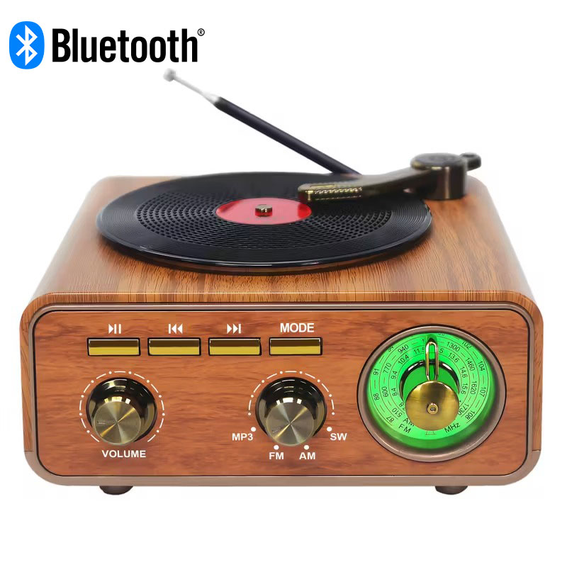 Haut Parleur et Radio tourne-disque vintage Bluetooth Sans Fil – مكبر صوت بلوتوث على شكل راديو