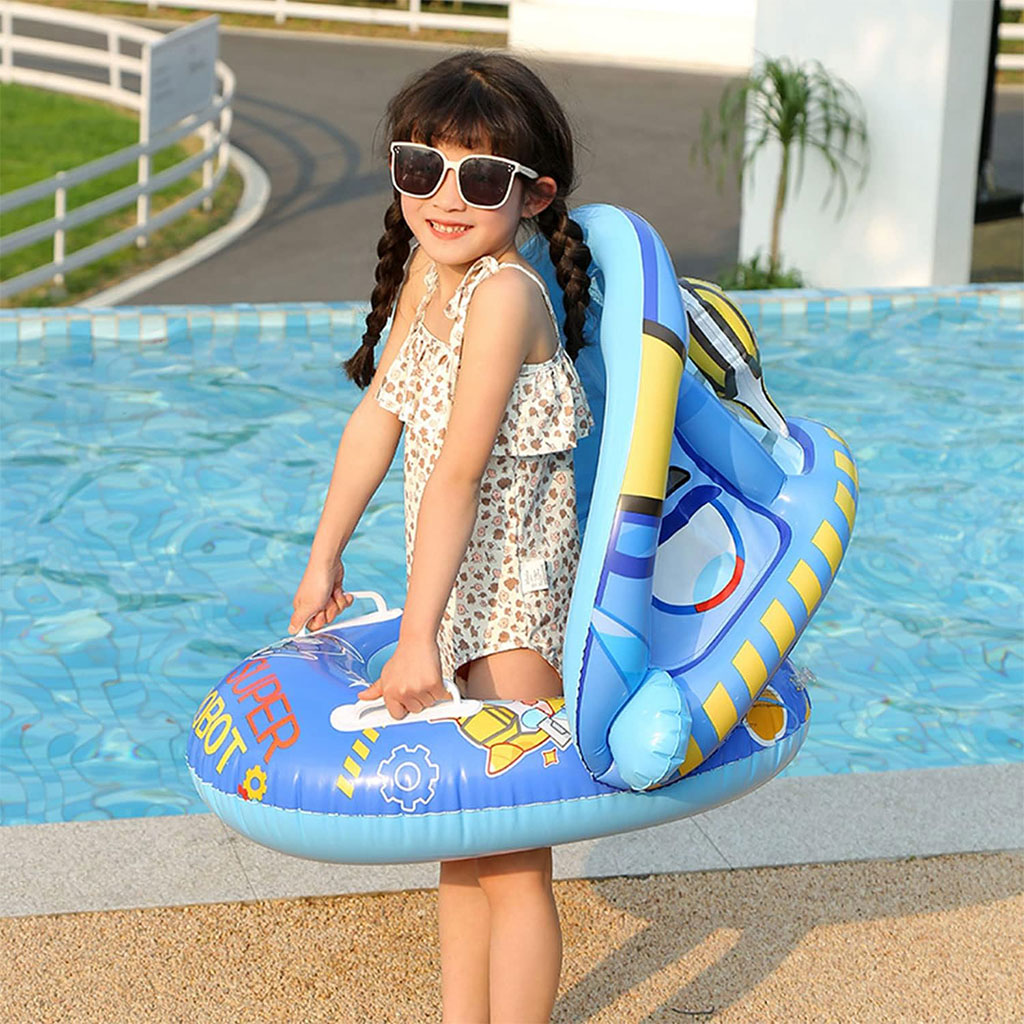 Bouée de natation gonflable pour bébé avec toit – عوامة أطفال مع مظلة - الصورة 12