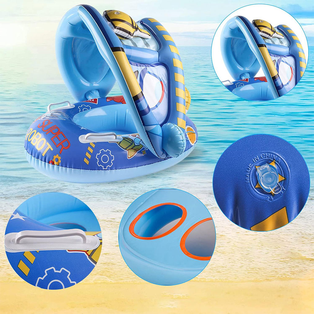 Bouée de natation gonflable pour bébé avec toit – عوامة أطفال مع مظلة - الصورة 16