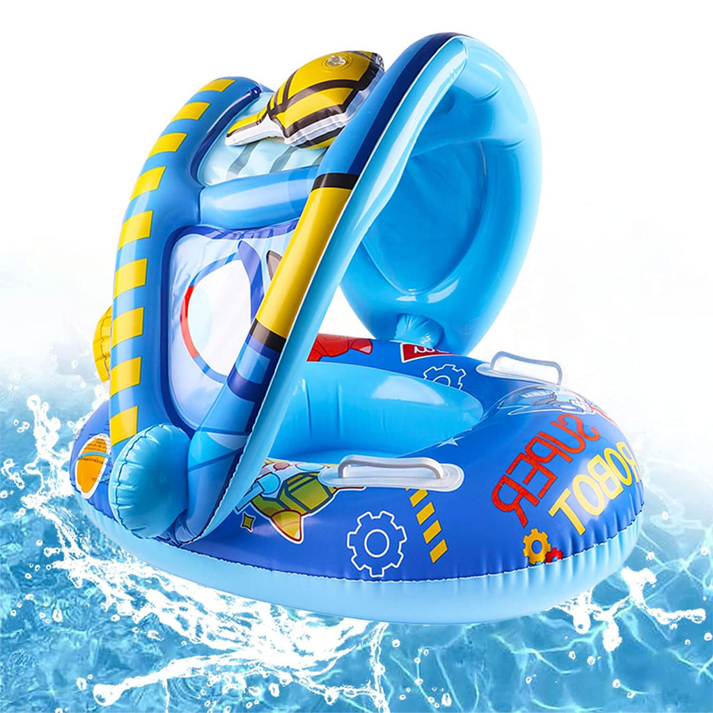 Bouée de natation gonflable pour bébé avec toit – عوامة أطفال مع مظلة - الصورة 17