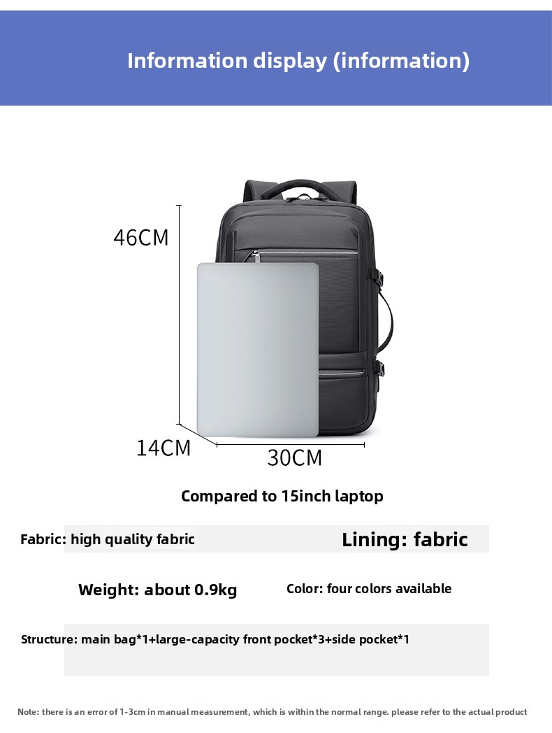 Sac à Dos pour Ordinateur Portable Grande Capacité et Anti-Vol Bomag Boy Noir - حقيبة ظهر للكمبيوتر المحمول واسعة ومانعة للسرقة - الصورة 8