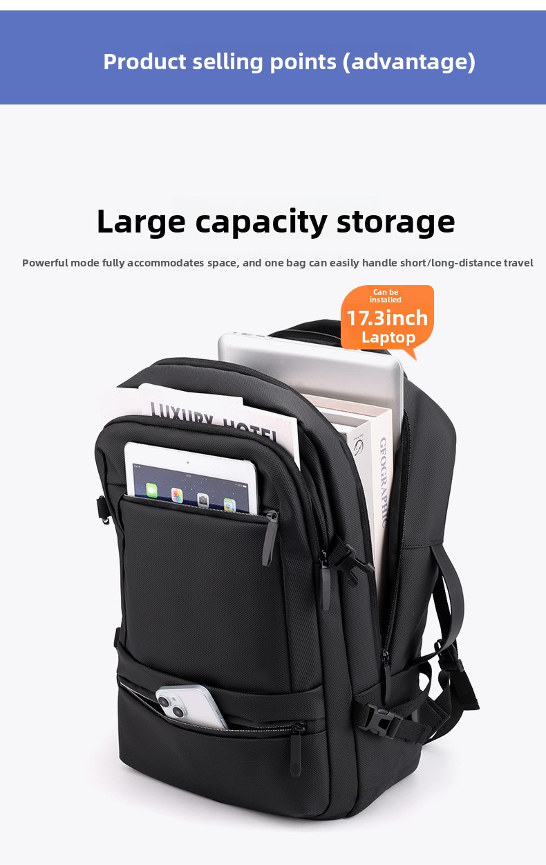 Sac à Dos pour Ordinateur Portable Grande Capacité et Anti-Vol Bomag Boy Noir - حقيبة ظهر للكمبيوتر المحمول واسعة ومانعة للسرقة - الصورة 10