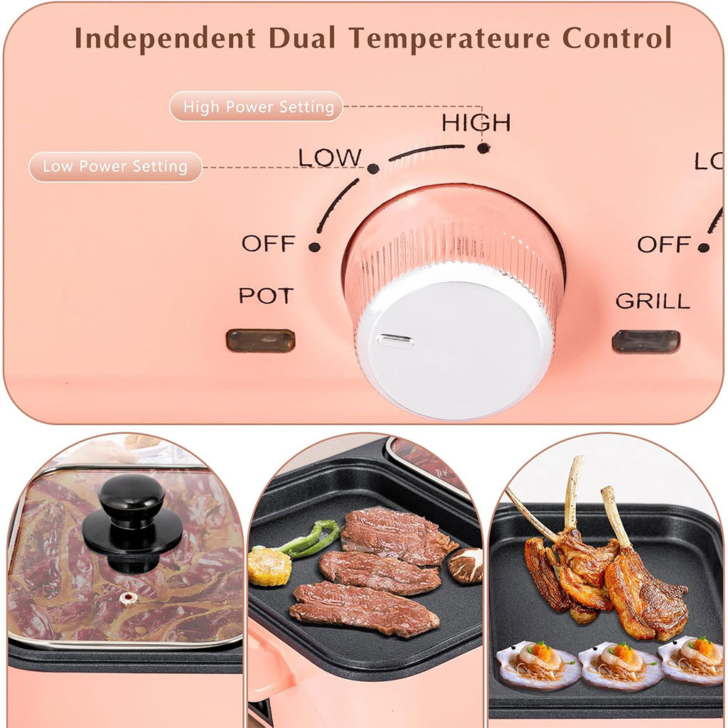 Marmite électrique avec plaque de cuisson antiadhésive double contrôle de température - الصورة 10