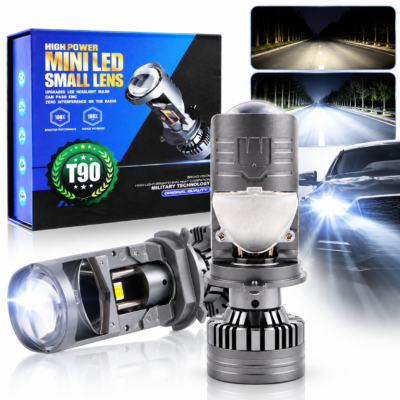 كشافات LED للسيارات T90 H4 بقوة 140 واط وإضاءة 6000K