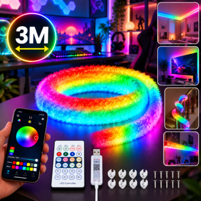 شريط إضاءة LED RGBIC ذكي Fluffy Light بزاوية 360° بطول 3 متر