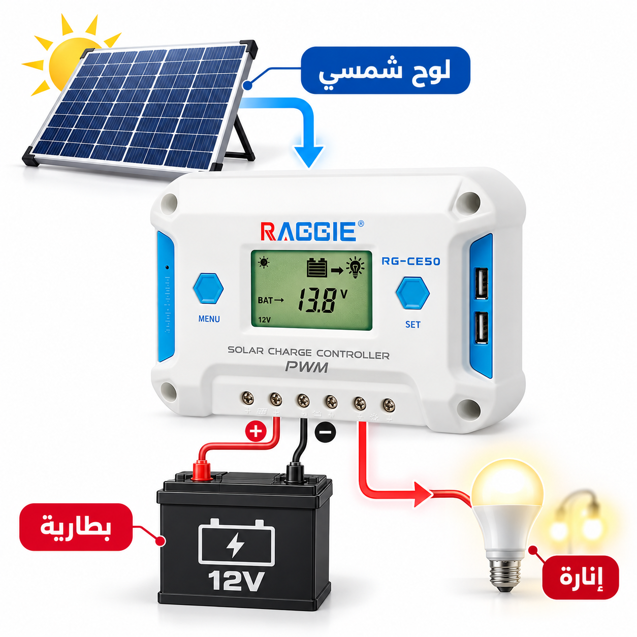 منظم شحن الطاقة الشمسية PWM RAGGIE RG-CE10 - الصورة 7