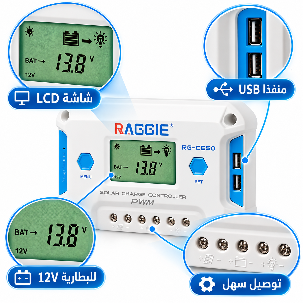 منظم شحن الطاقة الشمسية PWM RAGGIE RG-CE10 - الصورة 9