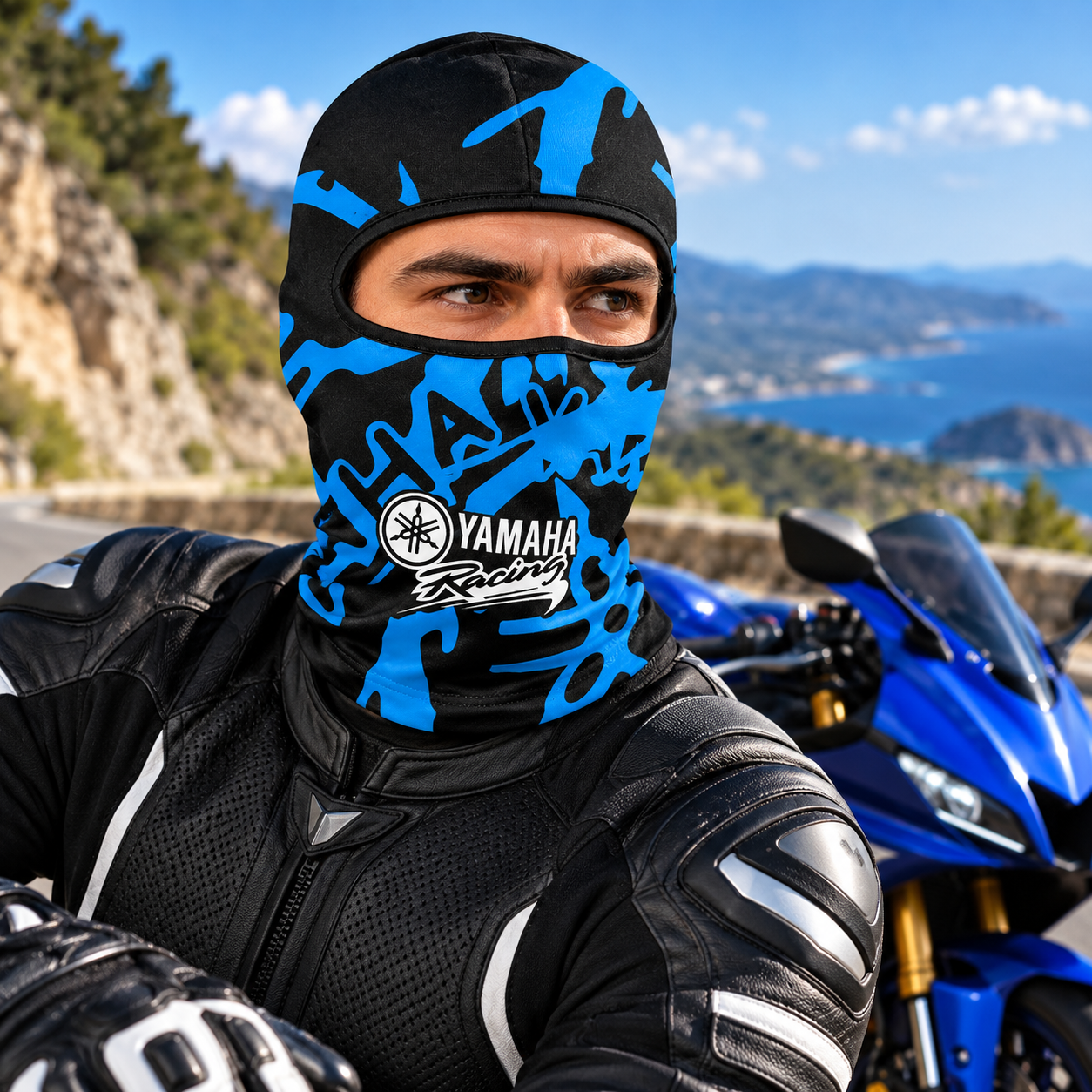 قناع حراري كامل للوجه للدراجات النارية Yamaha Blue - الصورة 6