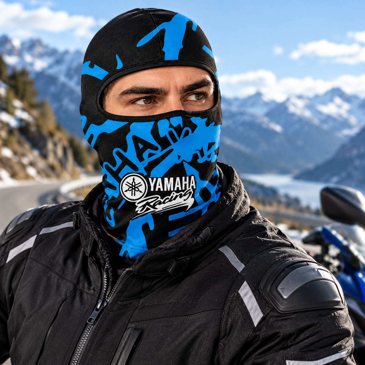 قناع حراري كامل للوجه للدراجات النارية Yamaha Blue - الصورة 4