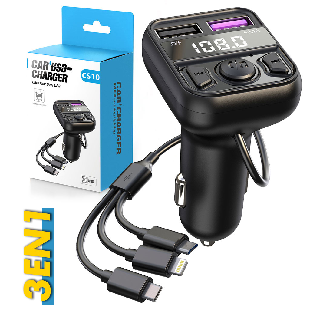 مرسل Bluetooth للسيارة MP3 وراديو AUX CS10