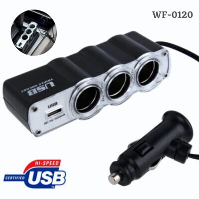 شاحن سيارة متعدد 3 مخارج 12V/24V مع منافذ USB WF-0120