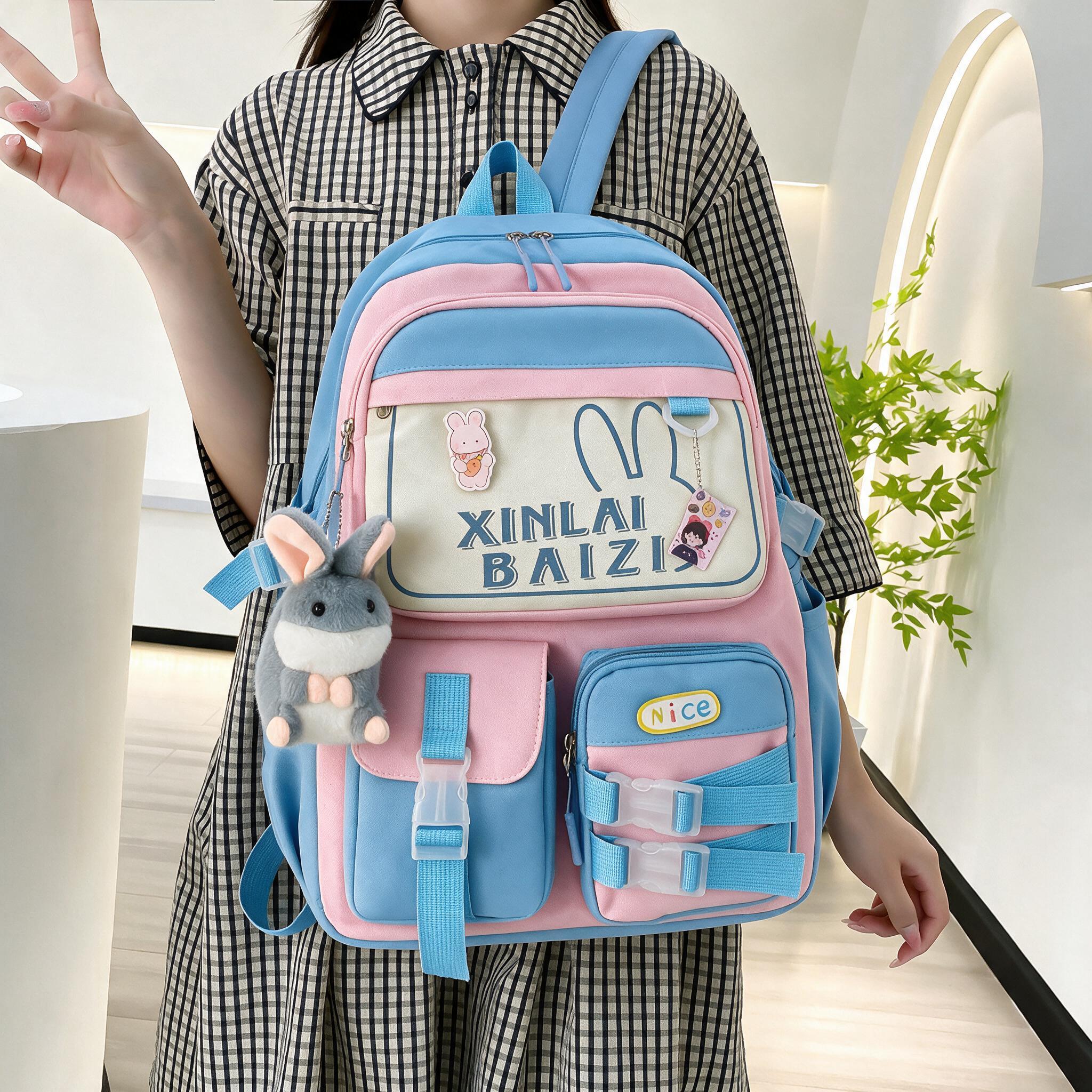 طقم حقائب ظهر Kawaii متعددة الوظائف 5 قطع مقاومة للماء باللونين الأزرق والوردي SACKDS29BRS - الصورة 5