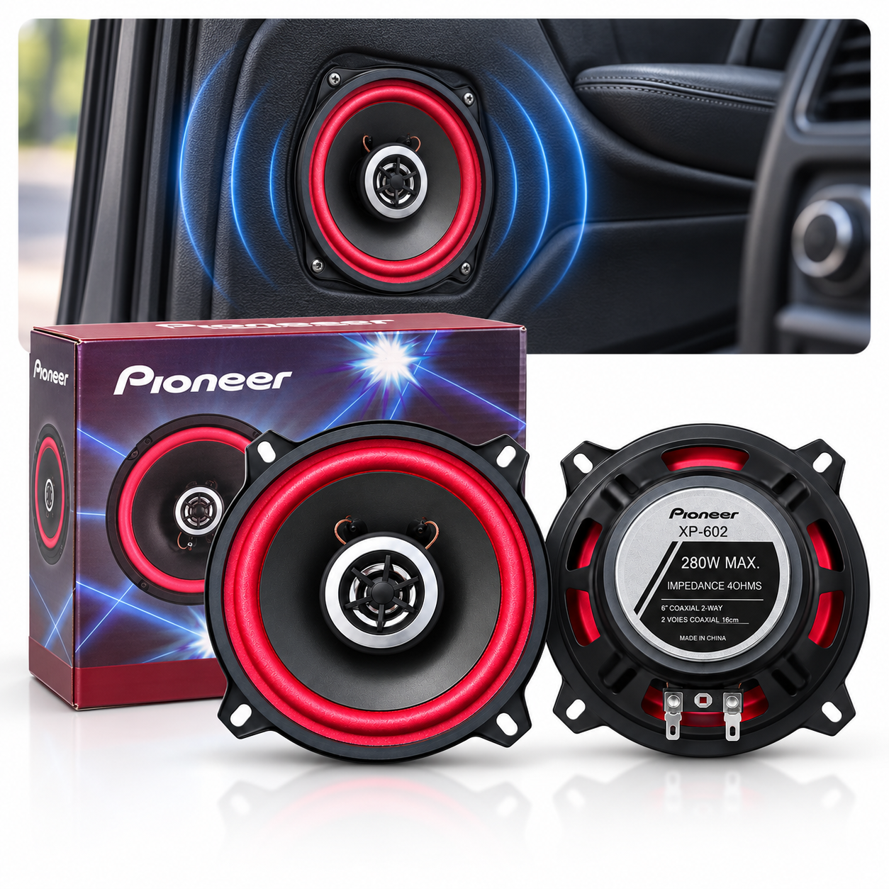 مكبر صوت للسيارة Pioneer XP-602 مقاس 6 بوصة بقوة 280 واط ثنائي الاتجاه - الصورة 7