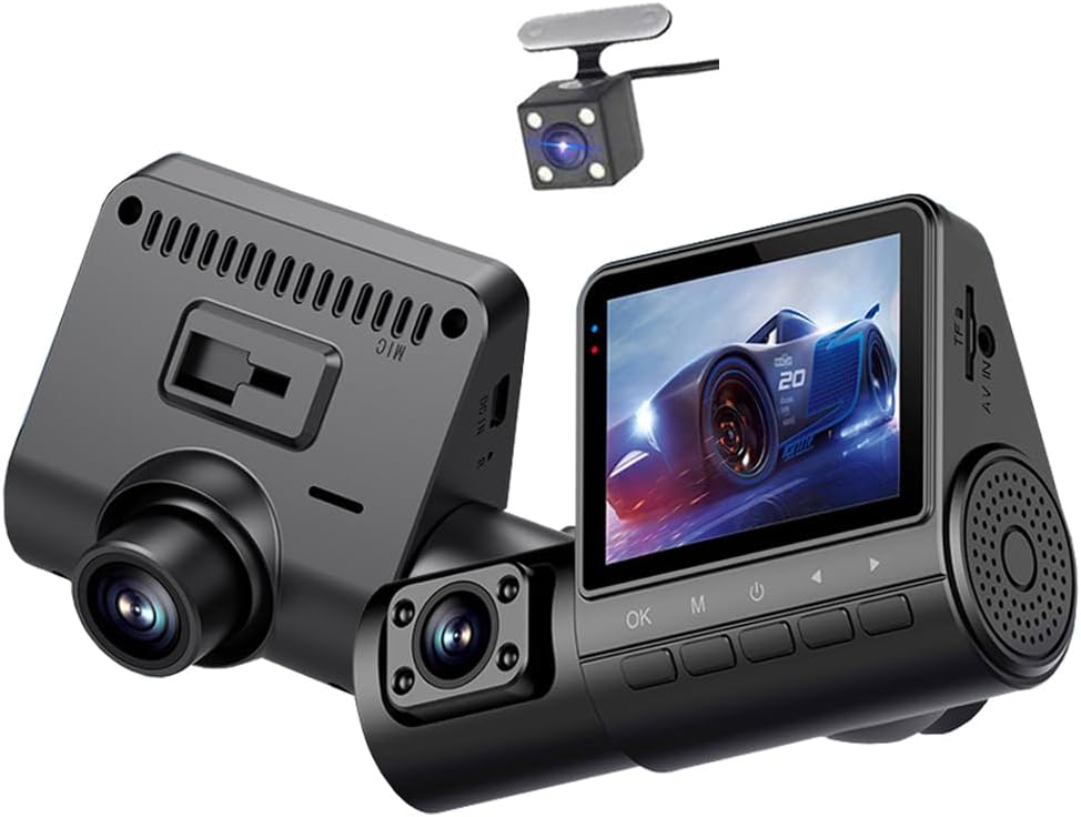 كاميرا قيادة للسيارة Dashcam ثلاثية القنوات 1080P Full HD مع رؤية ليلية بالأشعة تحت الحمراء - الصورة 5