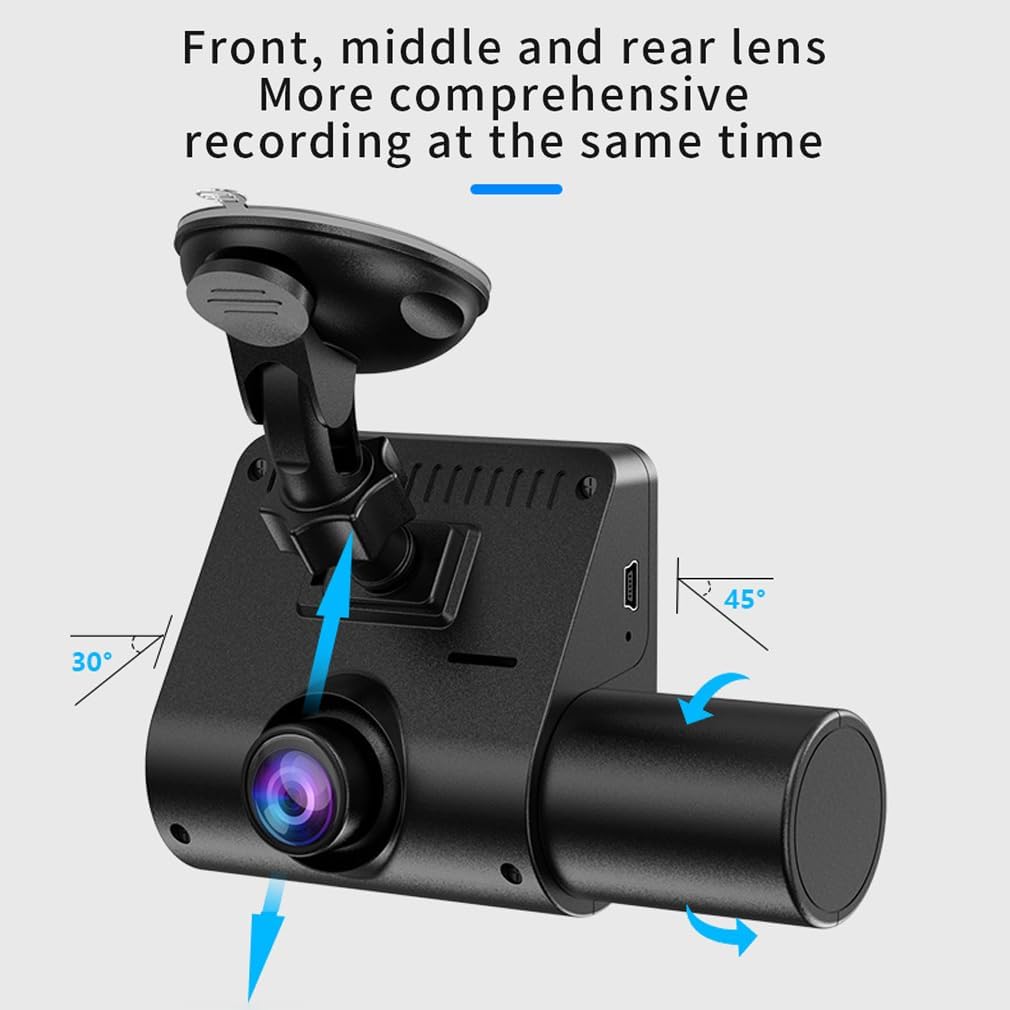 كاميرا قيادة للسيارة Dashcam ثلاثية القنوات 1080P Full HD مع رؤية ليلية بالأشعة تحت الحمراء - الصورة 7