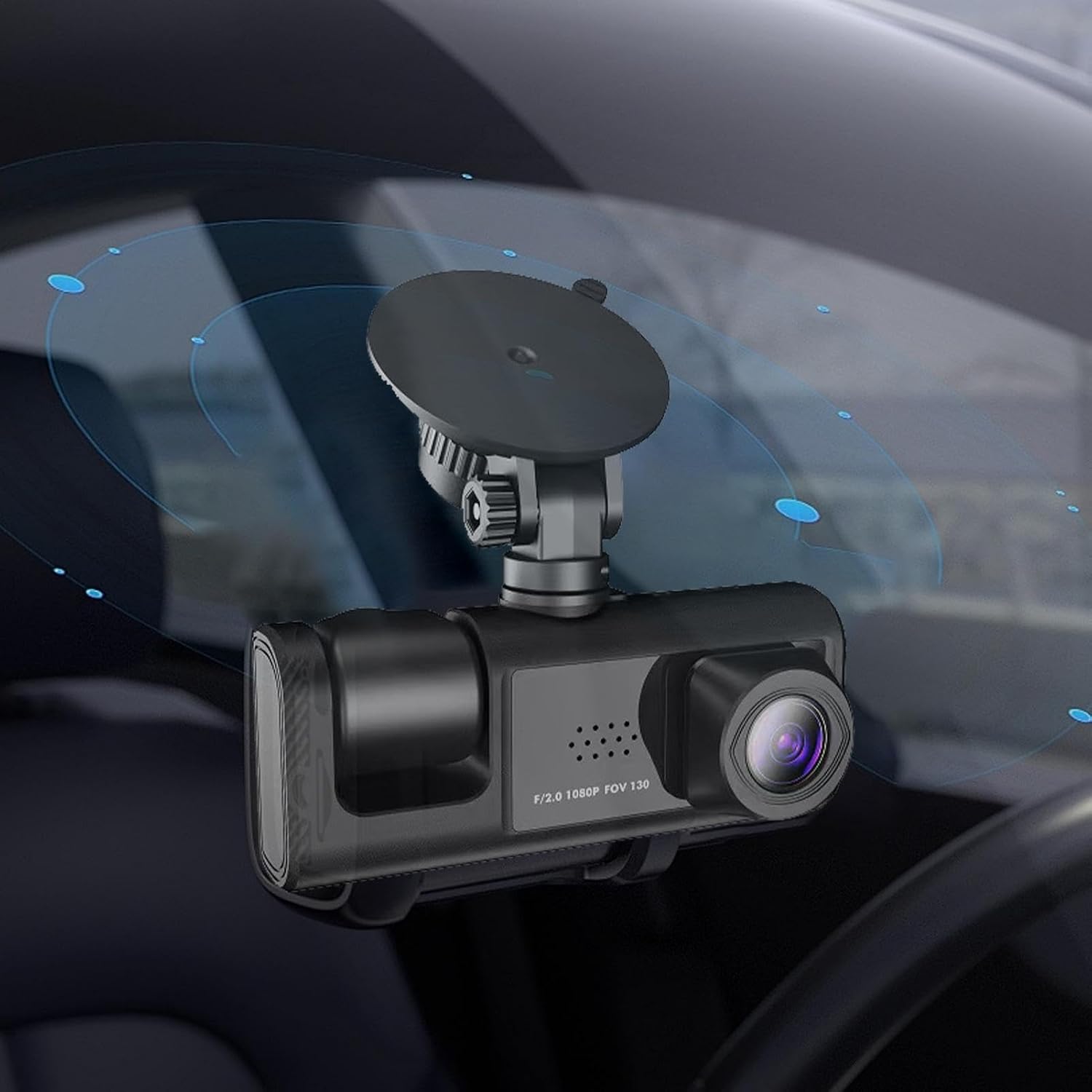 كاميرا قيادة للسيارة Dashcam ثلاثية القنوات 1080P Full HD مع شاشة وزاوية واسعة 170° - الصورة 3