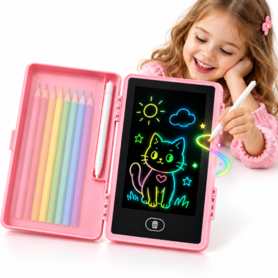 مقلمة مدرسية 2 في 1 مع لوح كتابة LCD للأطفال